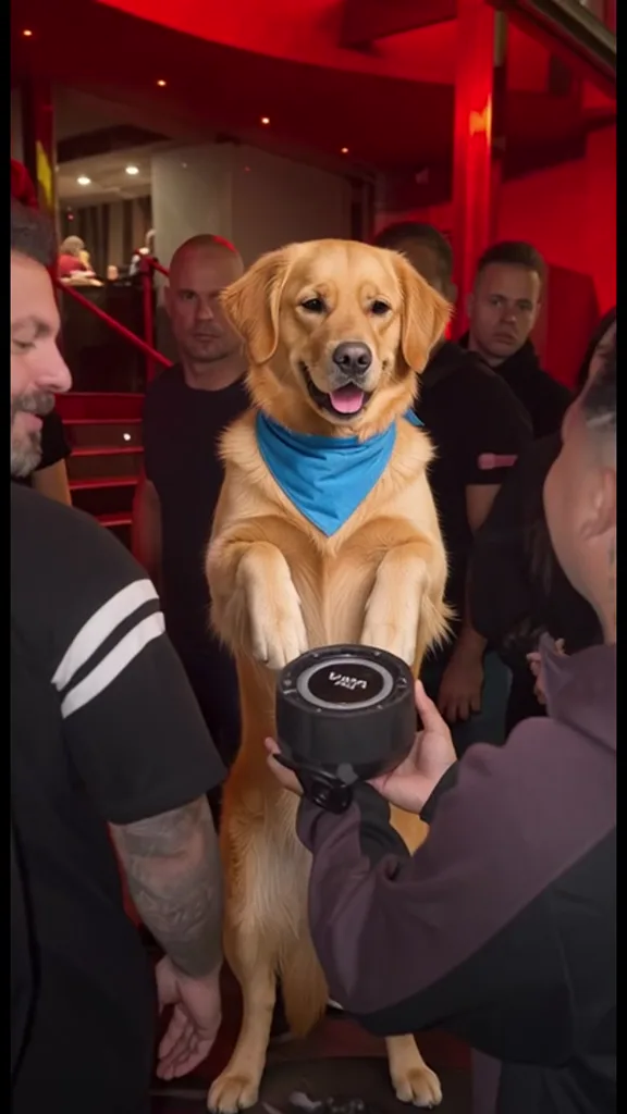 Bandana Dog Groove: A blue-bandana dog raises alternating front paws and nods to the rhythm.